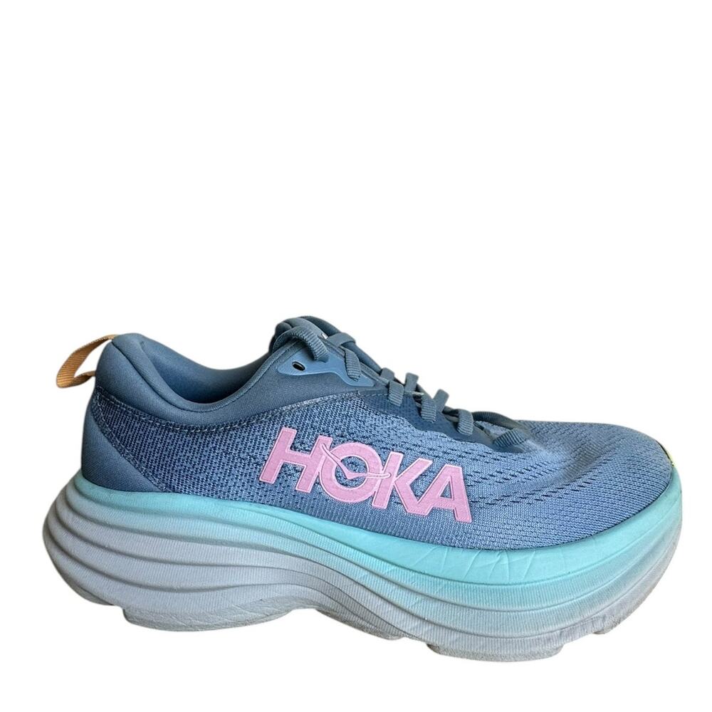 HOKA Bondi 8 Women's 6.5 Shadow Dusk Max Cushion Running Sneaker Blue Pink - Picture 2 of 9